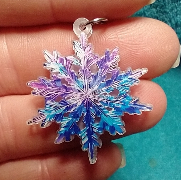 Colorful snowflake wire earrings purple blue - Picture 1 of 3
